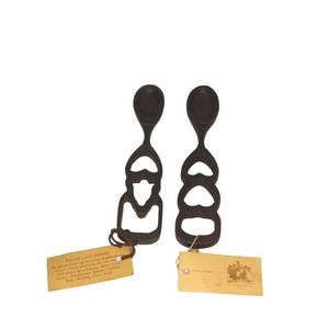 Pair Vintage Handcrafted Cillacraft Welsh Wooden Love Spoons with tags